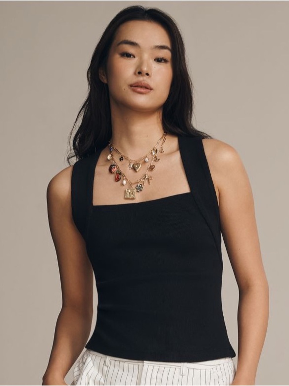 Anthropologie Square-Neck Halter Tank